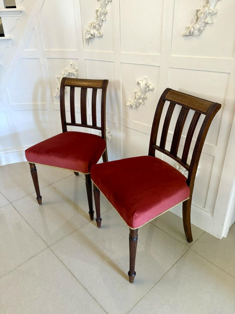 Set of 6 Antique George III Quality Mahogany Inlaid Dining Chairs - Image 5